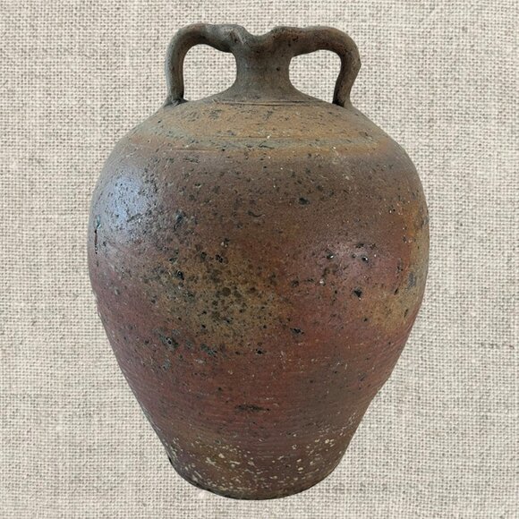 19c French Provincial Stoneware Double Handle Water Jug - Picture 4 of 5